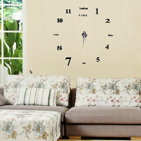 Horloge murale moderne DIY 3D, stickers miroir grand format pour salon, bureau, chambre, kit déco adhésive auto-collante, surface brillante, 12 pièces, sans perçage. (1/5)
