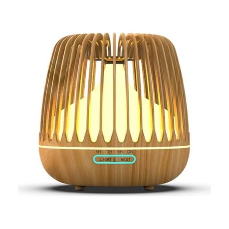 Ätherisches Öl-Diffusor/Lampe aus hellem Holz, ausgestattet mit 7 farbigen LED-Leuchten und einer Nano-Nebel-Befeuchtungsfunktion für ein optimales Komforterlebnis. (1/4)
