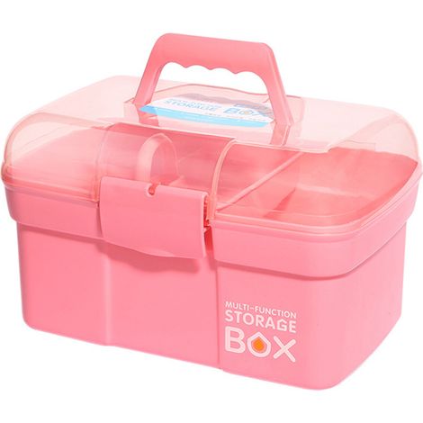 Boîte de rangement en plastique avec plateau amovible, étui de transport pour vernis à ongles, organiseur multifonction pour cosmétiques et art du nail art. (1/5)