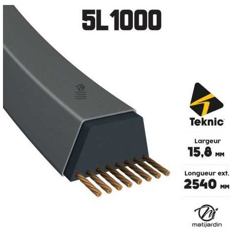 Courroie tondeuse Tiger Belts 5L100 kevlar trapézoïdale  15,8 x 2540 mm (1/4)