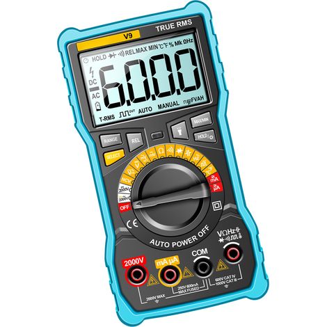 Multimètre numérique professionnel intelligent ANENG V9, 6000 points, testeur de tension 2000 V, capacimètre, voltmètre AC/DC, ampèremètre, NCV, résistant à la chaleur, photovoltaïque, électricien min (1/2)