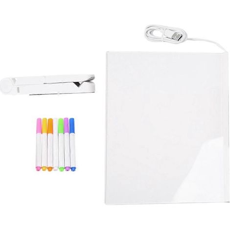Tableau d'affichage LED, tableau d'affichage lumineux en acrylique, tableau blanc lumineux (15 x 15 cm) (1/5)