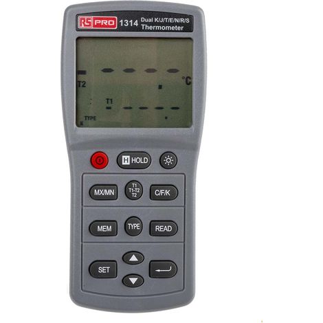 Thermomètre numérique RS PRO 1314, 2 voies de mesure pour E, J, K, N, R, S, T ( Prix pour 1 ) (1/3)