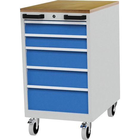 Mobiler Schubladenschrank, Tiefe 736 mm, R 18-24, Schubladenanzahl: 5 Maße in mm (BxTxH): 555 x 736 x 990 (1/4)