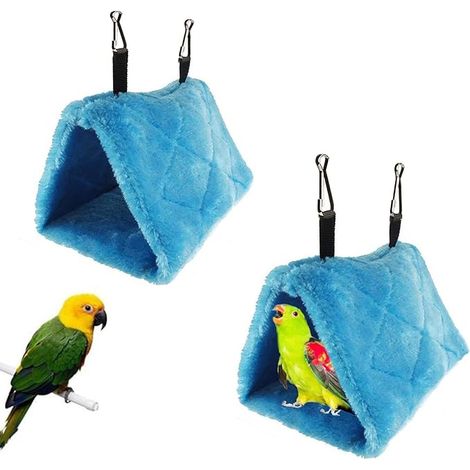 Lot de 2 tentes pour oiseaux, hamacs en peluche, nichoirs suspendus chauds et confortables pour cage. (1/5)