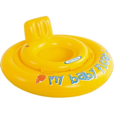 Intex – Bouée culotte gonflable 70cm jaune – PVC durable – Assise stable avec 2 ouvertures – Dossier pour maintien vertical