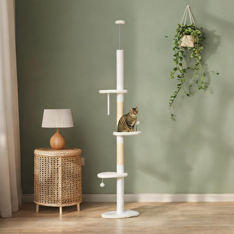 Arbre à chat blanc du sol au plafond 225 à 255 cm (1/5)