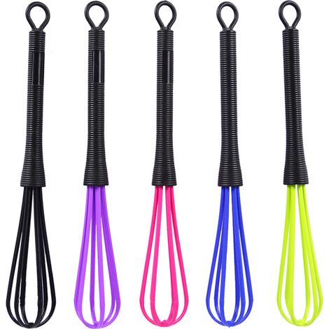 Lot de 5 fouets de cuisine en plastique pour mélanger crème colorante capillaire, outil de barbier coiffure salon, accessoire teinture cheveux (1/5)
