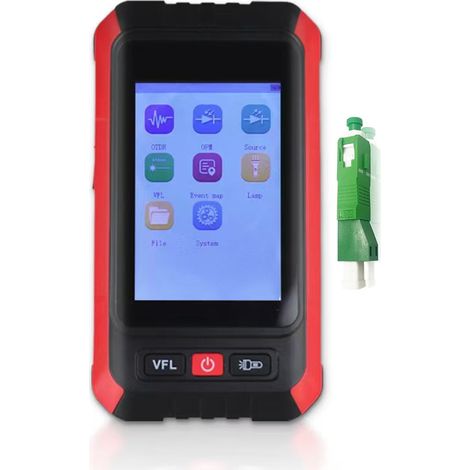 Elfcam - Testeur Optique Fibres 3 en 1, Mini OTDR, Photomètre/Multimètre Optique et VFL, La Livraison avec L' Adaptateur SC/APC Mâle à LC/APC Femelle, Pour Techniciens FTTH