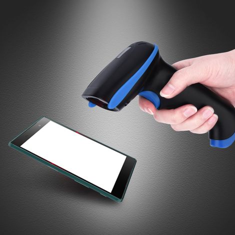 Lecteur de codes-barres sans fil Bluetooth pour iOS, Android et Windows (bleu) (1/5)