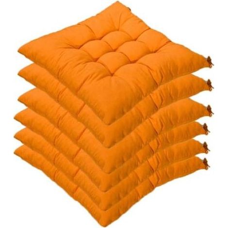 Crea – Lot de 6 coussins de chaise carrés 40 x 40 cm – Remplissage 100 % polyester – Couverture 45 % polyester et 55 % coton – Lavable à 30 °C (1/5)