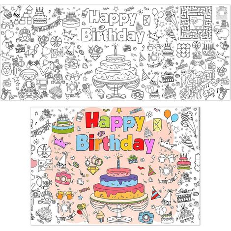 Ausmal-Tischdecke Geburtstag 183x76cm, Malposter für Party & Deko