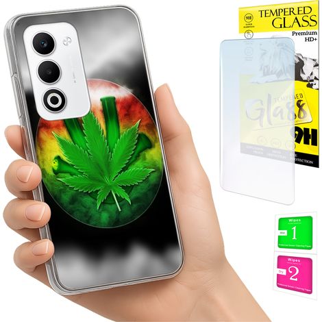 Custodia per Oppo A5 5G, cover posteriore con vetro temperato 9H. (1/5)