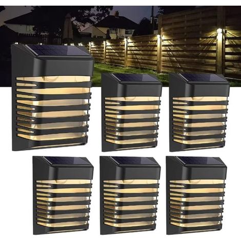6 confezioni di luci solari per esterni, luci da parete solari impermeabili con modalità respirazione/costante, luci solari per recinzione, luci da giardino (1/5)