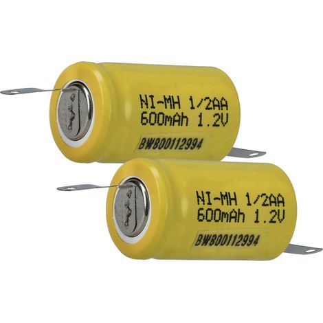 vhbw 2x Akku Ersatz für 1/2AA für Modellbau (600mAh, 1,2V, NiMH, Grün, mit Z-Lötfahne) (1/4)