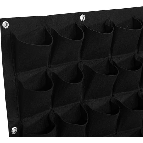 Vertikaler Pflanzbeutel mit 81 schwarzen Filztaschen, wandmontierter Pflanzbeutel für Blumen und Kräuter, platzsparender Pflanzbehälter (1/3)