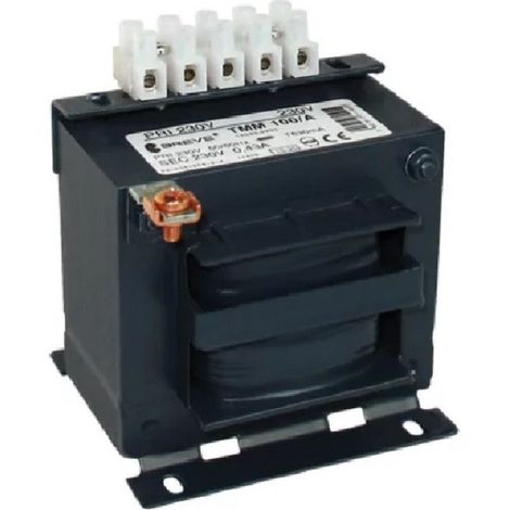 Transformateur monophasé TMM 100VA 230/24V IP00, isolation ou sécurité, avec châssis à deux chambres (1/2)