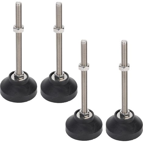 4 pieds réglables M8 pour établi, patins antidérapants en caoutchouc, socle noir pour meuble, table, chaise, étagère, rack (1/5)