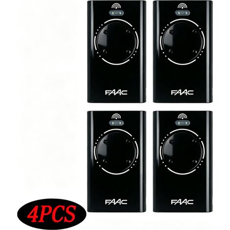 Télécommande FAAC XT4 868 SLH Noire – Lot de 4 – Fréquence 868 MHz, Portée 50-150 m (selon environnement) – Pour Portails et Portes de Garage (1/5)