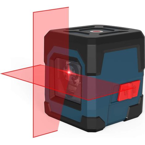 15 m selbstnivellierender Kreuzlinienlaser mit einer Genauigkeit von 0,2 mm/m, stoßfest bis 1 m, horizontal und vertikal rotierender roter Laser, Schutzart IP54 (wasser- und staubdicht). (1/5)