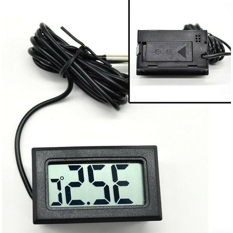 Thermomètre numérique LCD étanche, 50 + 110 degrés, capteur de température, câble noir de 10 m (1 mètre) (1/5)
