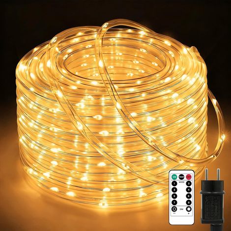 Filet lumineux d'extérieur, 2x2m 144 LED guirlande lumineuse d'extérieur blanc chaud avec prise, filet lumineux d'intérieur étanche avec télécommande et minuterie 8 modes, pour buissons jardin