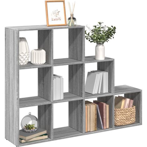 Raumteiler-Bücherregal 3 Stufen Grau Sonoma 137,5x29x103,5 cm