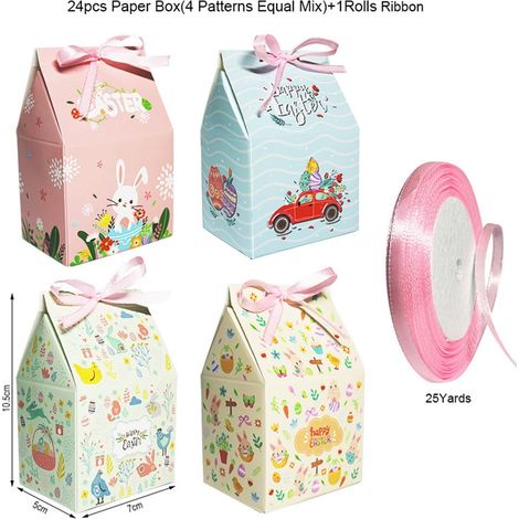 Boîte À Bonbons De Pâques - Carton Blanc 250 Gsm - Format 10 5 X 7 X 5 Cm - Pour Faveurs De Fête Et Cadeaux Enfants - Lot De 24 Pièces (1/5)