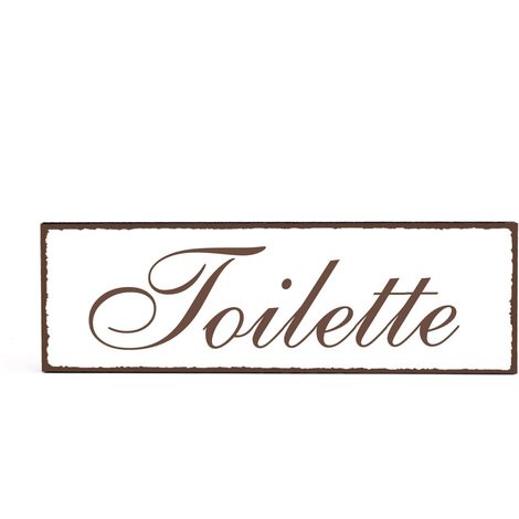 Entrée inscription style shabby vintage en bois panneaux pour porte de toilettes (1/4)