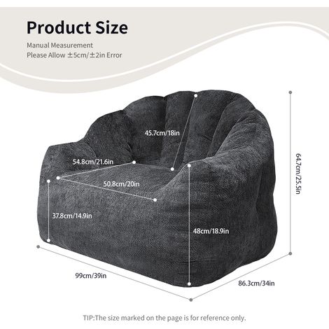 Fauteuil ergonomique rond en forme de haricots avec un contour complet du corps pour une relaxation et un confort polyvalents à la maison-Mi (1/5)