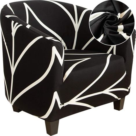 Tissu lavable amovible tissu lisse accoudoirs housse de chaise élastique (noir) (1/5)