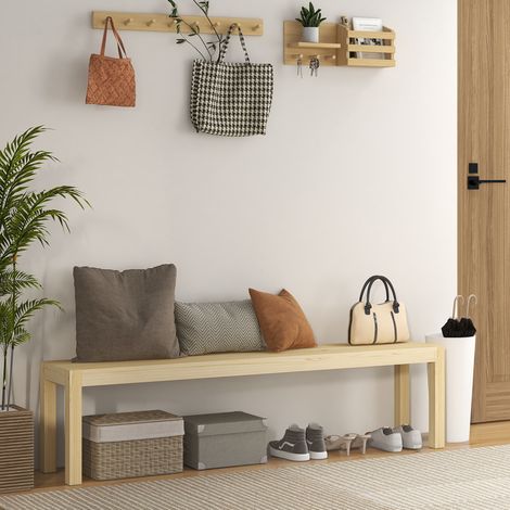 Banc 3 places en bois de pin naturel, 175 x 33 x 45 cm, charge max. 330 kg OKMYHOME (1/5)