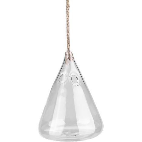 Pot de fleurs en verre transparent avec crochet, terrarium suspendu, vase aéré pour plantes en pot, décoration pour la maison ou le bureau, cônes (1/4)