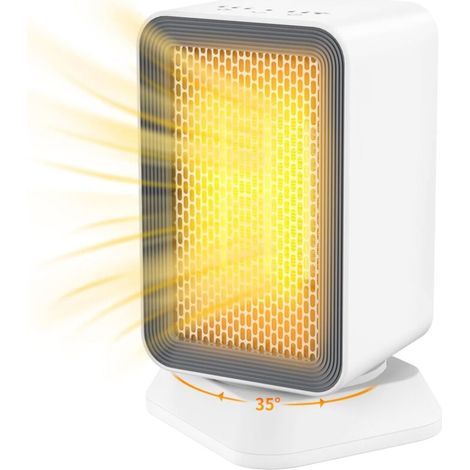 Chauffage Soufflant, Chauffage electrique céramique 900W/1000W, 3 Modes, Oscillation à 35°,1-2-4H Minuterie, Protection multiple, Radiateur Soufflant Compact pour bureau, chambre, salon