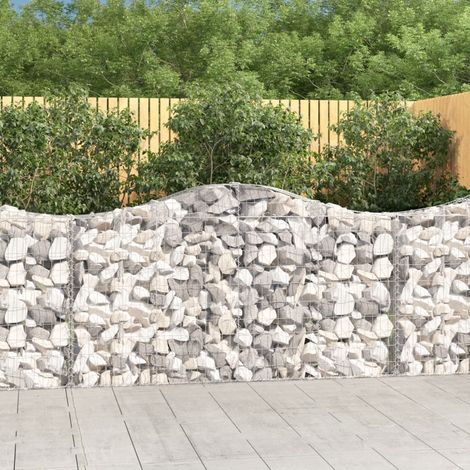 Gabionen mit Hochbogen 7 Stk. 200x30x100/120cm Verzinktes Eisen