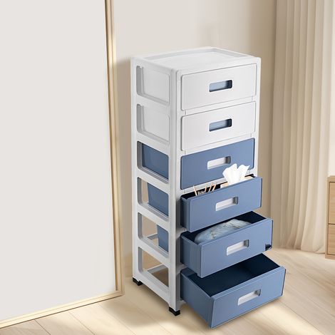 Meuble de rangement fin pour salle de bain avec roulettes, petite armoire à tiroirs en plastique pour espaces étroits, modèle compact, 35x26x83.5cm (1/5)