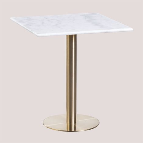 SKLUM Quadratischer Bartisch aus Cosmopolitan Marmor  &x2194&xFE0E 60 cm         Champagner-Gold           Weißer Marmor             