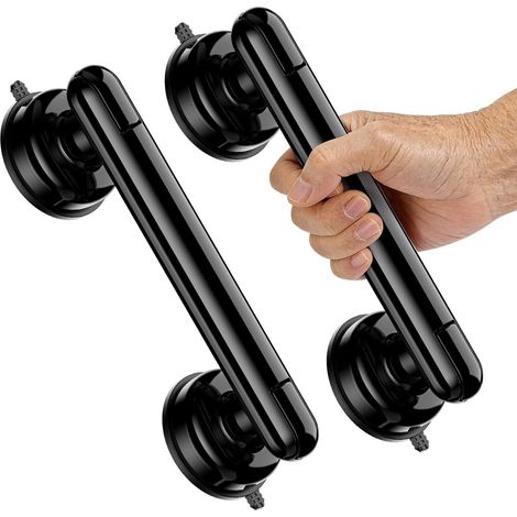2 pezzi di maniglione per doccia con ventosa, maniglione di sicurezza per il bagno - resistente - senza foratura - senza attrezzi - riutilizzabile - adatto agli anziani e (1/5)