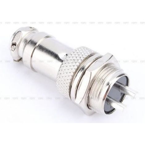 Connecteur GX16 - 2 Broches - 400 V 5 A - Électrique Aviation - Métal Argent - Unité (1/4)