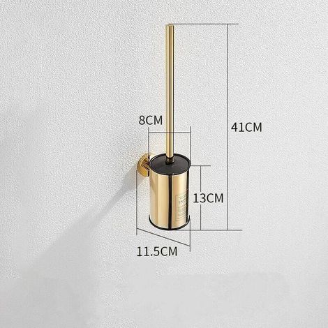 Runde, goldfarbene Edelstahl-Wand-WC-Bürste für Badezimmer (Gold) - Crezuo