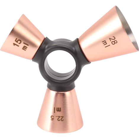 Verre Doseur Bar 3 Embouts en Acier Inoxydable 304 Ergonomique pour Mesure Vin Outils de Mélange Plaqué Cuivre (1/5)