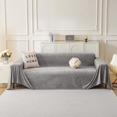 Sofa Überzug Kratzschutz Sofa Katze - Sofabezug 2 Sitzer, Sofaüberwurf Waschbar, Couch Überzug L Form, Überwurfdecken für Sofa Schutzdecke, Sofaschoner 180 x 300cm, Grau (1/5)