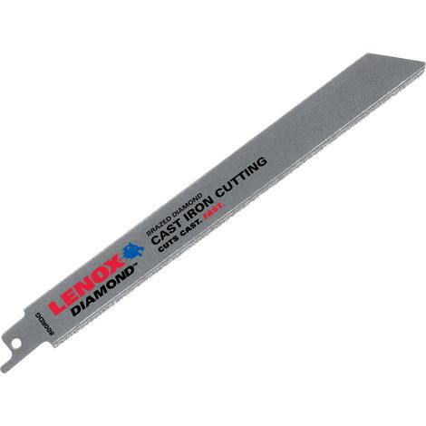 Lenox 10833800RDG Diamond Reciprocating Saw Blade for Cast Iron, 200 x 19 x 1.0 mm, 200 mm Length, 1 Piece