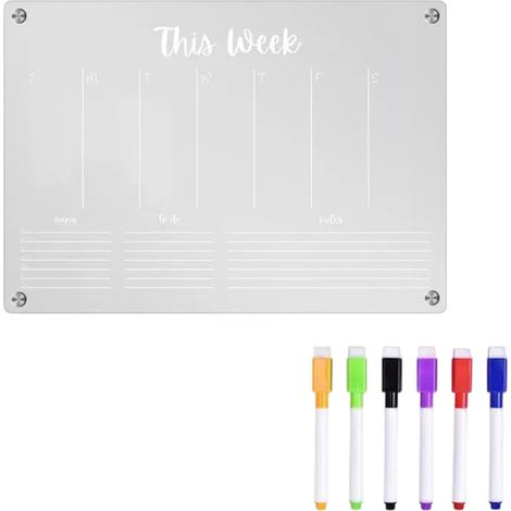 TYU047-088 Transparente magnetische Acryl-Stereotafel für Wochennotizen, abwischbarer Magnetaufkleber für Kühlschrank