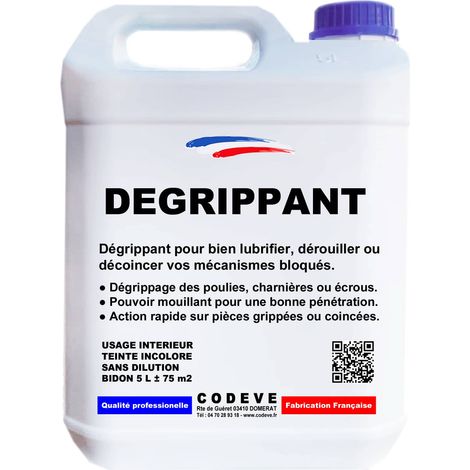 Codève Bois – Dégrippant 5 L – Action rapide sur pièces grippées – Pouvoir mouillant élevé – Film gras protecteur temporaire