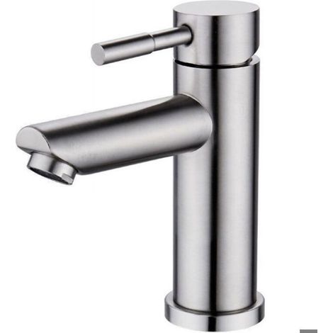 Robinet simple de lavabo en laiton chromé – Eau chaude et froide – Aérateur ABS amovible – Hauteur 175mm, profondeur 100mm (1/3)