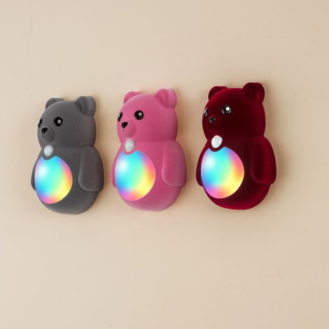Applique murale inductive à ours créative en velours, rose, rechargeable, à aimant, sans câblage ni perçage (1/5)