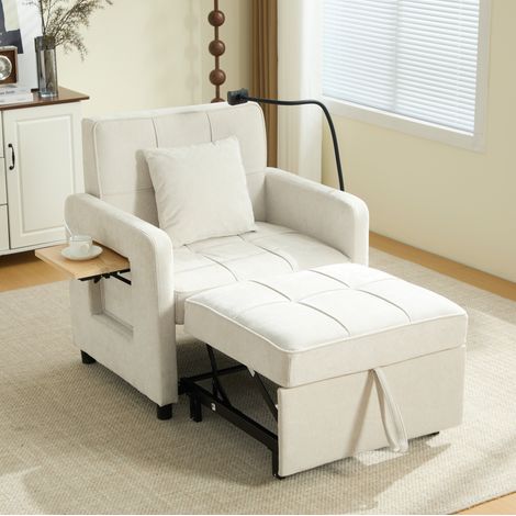 poltrona divano 167x79 relax trasformabile beige HAVRYA (1/5)