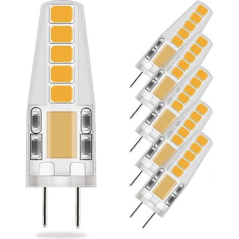 Lot de 5 ampoules LED G4 blanc chaud, 36 mm x 9 mm (taille proche des ampoules traditionnelles), 3 W (équivalent à une ampoule halogène de 23 W), 3 000 K, 12 V CA/CC (1/5)
