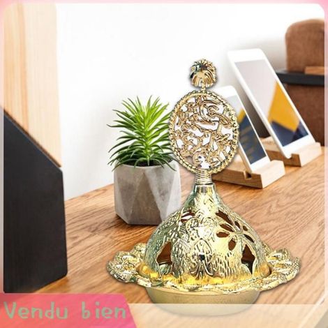 Garosa Brûleur d’encens vintage Brûleur d'encens Vintage exquis, luminaire statue Cocotier doré (lumière blanche chaude 3000 K) (1/4)